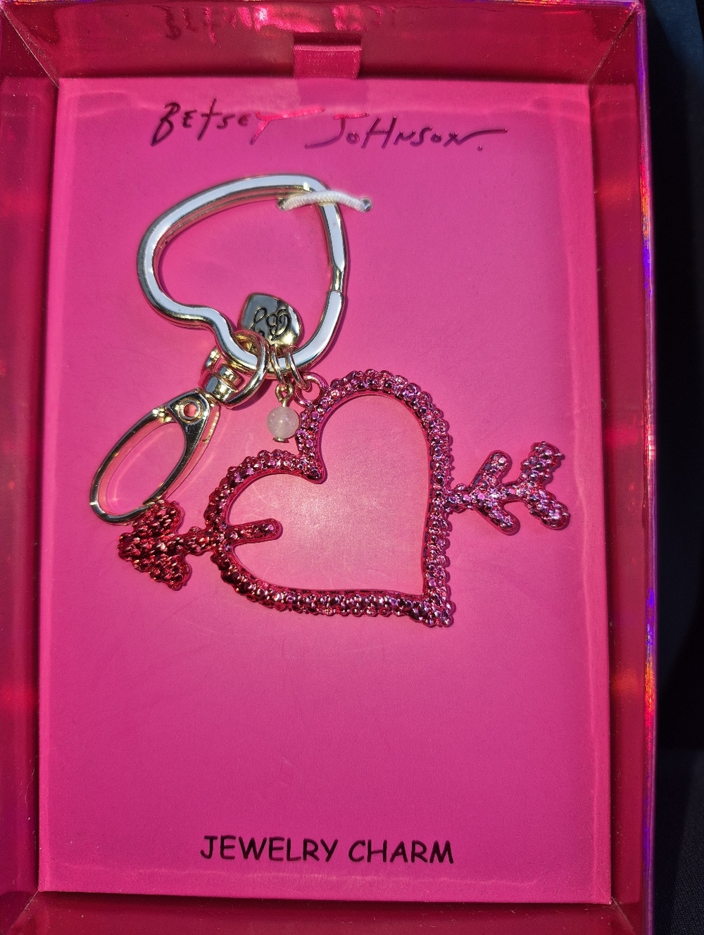 Betsey Johnson Cupid's Arrow Heart Jewelry Bag Charm Keychain
